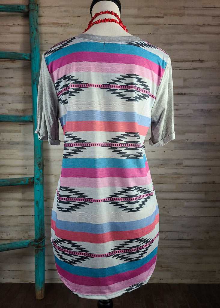 Grey & Purple V Neck Tunic Tunic Avery