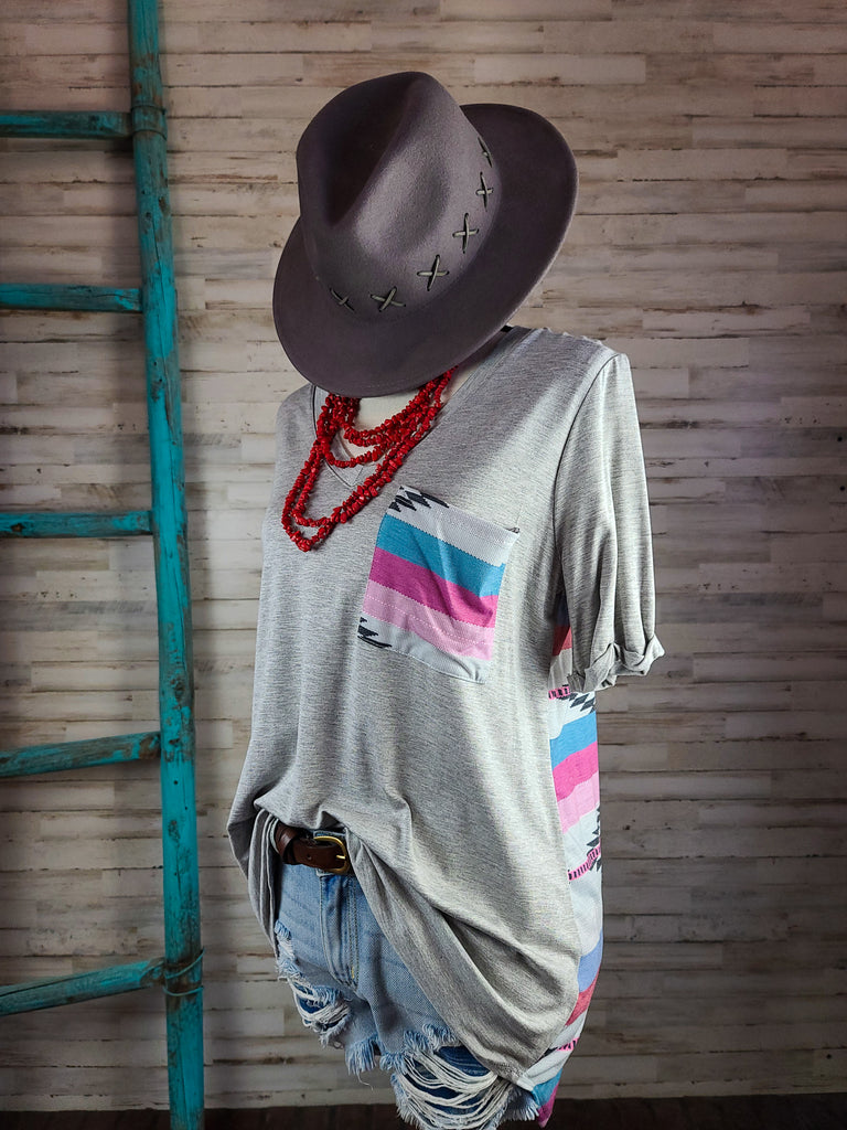 Grey & Purple V Neck Tunic Tunic Avery