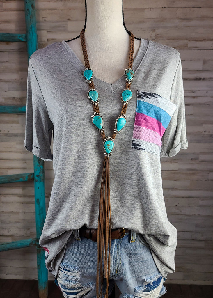 Grey & Purple V Neck Tunic Tunic Avery