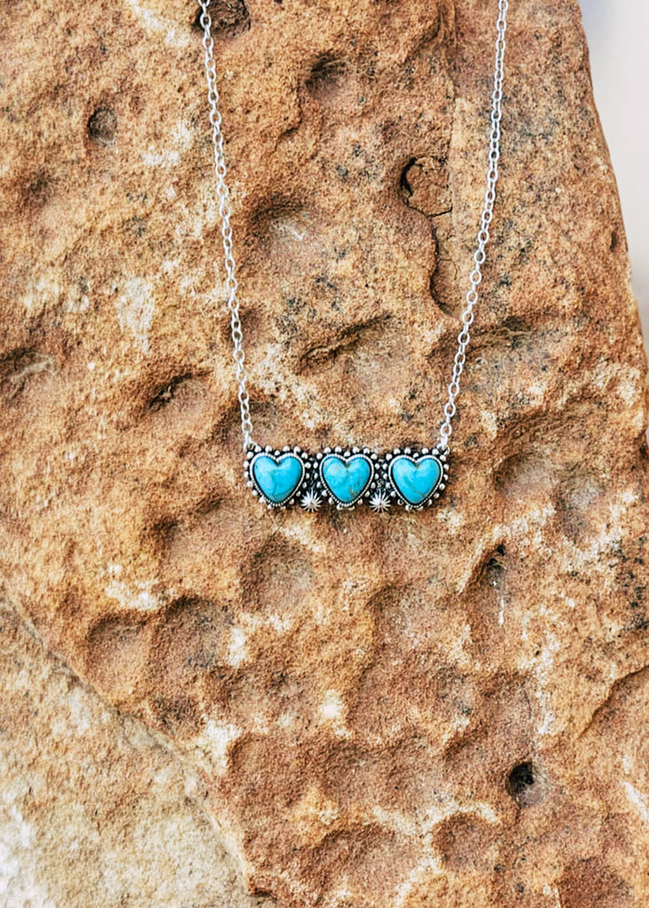 Heart Stone Bar Necklace Necklace Blue Tortoise