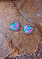 Heart Stone Dangle Earring Earrings Blue Tortoise