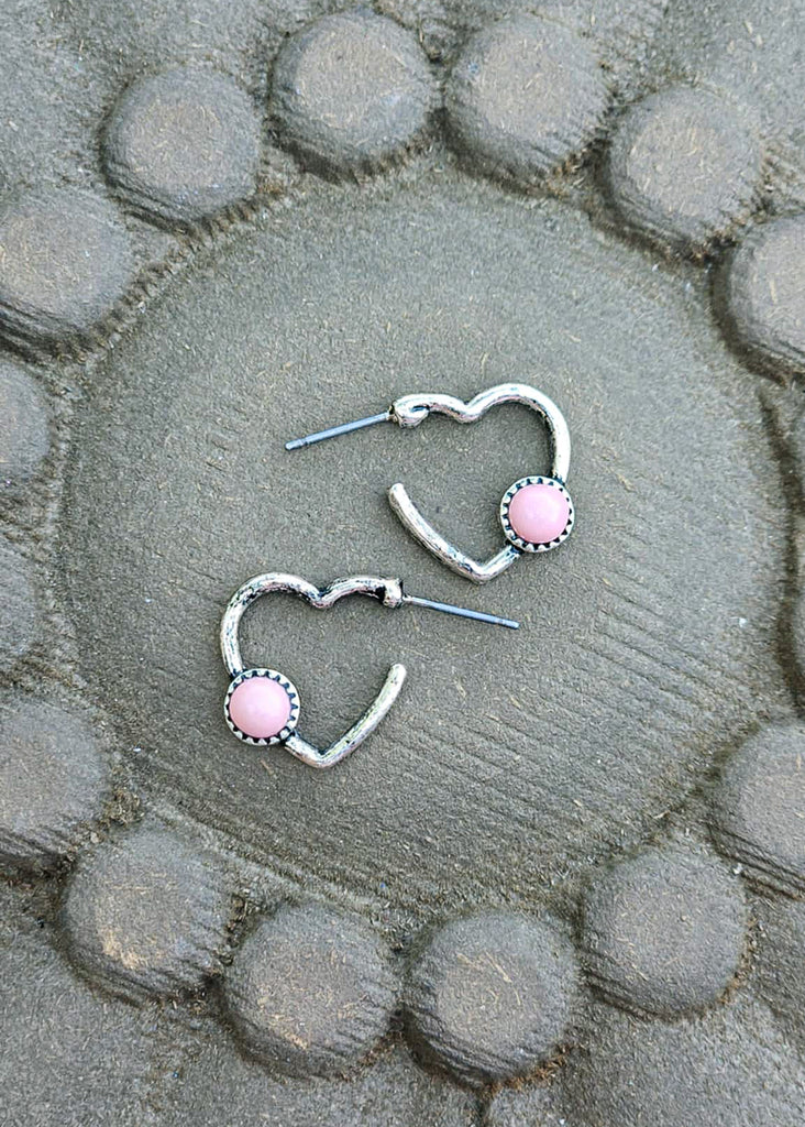 Heart Stone Hoop Earrings Earrings Blue Tortoise