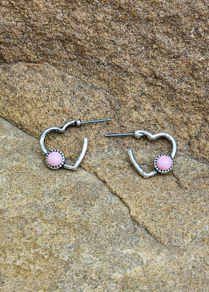 Heart Stone Hoop Earrings Earrings Blue Tortoise