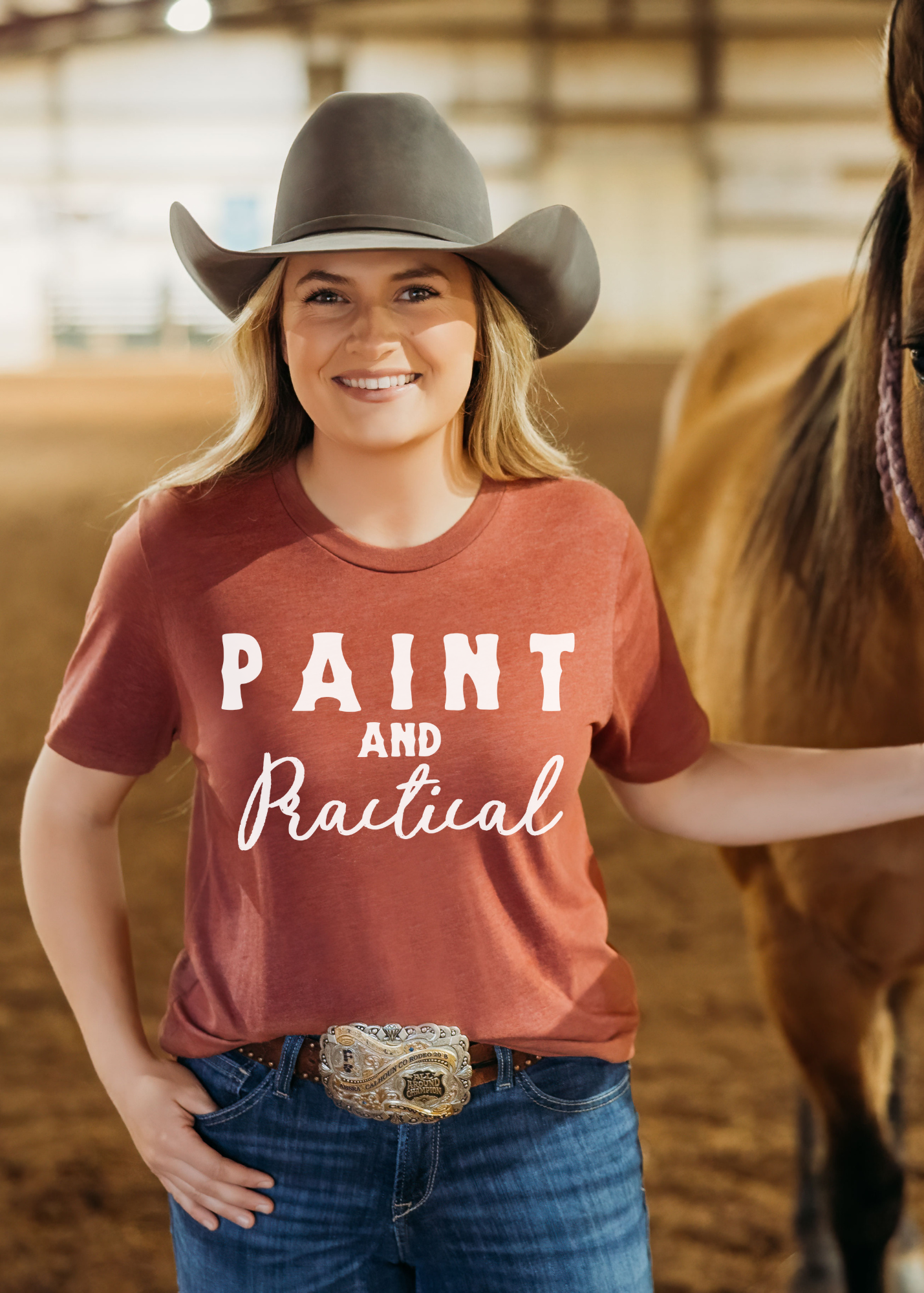 Paint & Practical Short Sleeve Tee Horse Color Shirt Printify Heather Clay XS 