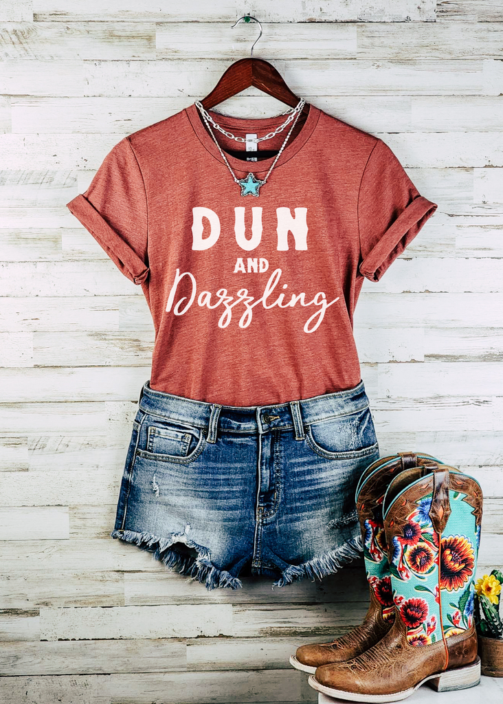 Dun & Daunting Short Sleeve Tee Horse Color Shirt Printify Heather Clay XS 