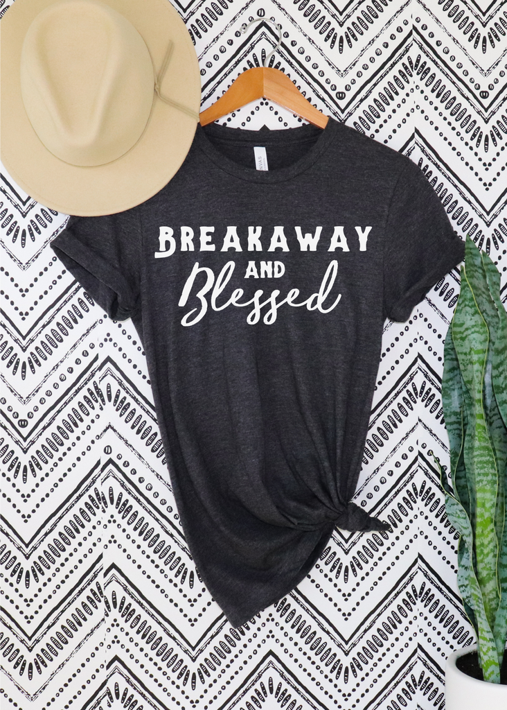 Breakaway & Blessed Short Sleeve Tee Horse Riding Discipline Tee Printify Dark Grey Heather XS 