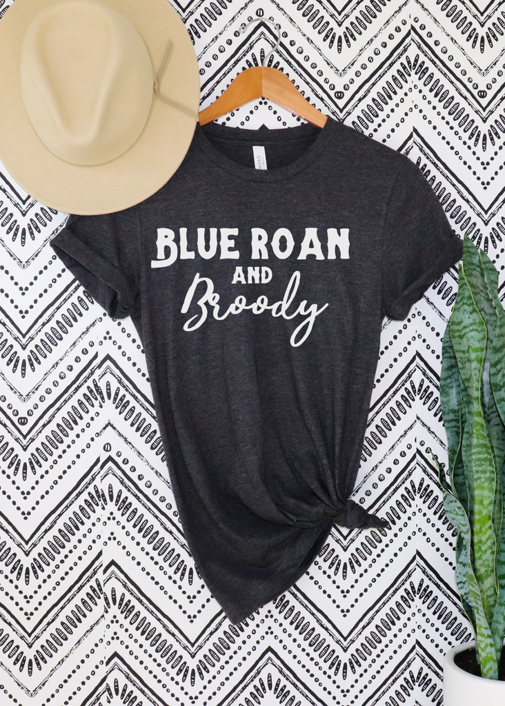 Blue Roan & Broody Short Sleeve Tee Horse Color Shirt Printify Dark Grey Heather XS 