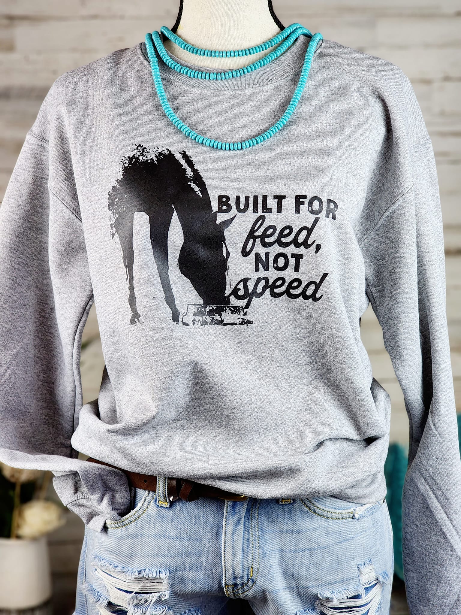 Pullover Gray For Built Cinchy The Heather Sweatshirt – Feed Cowgirl