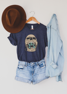 Squash Blossom Skull Short Sleeve Tee tcc graphic tee Printify Heather Navy XS 