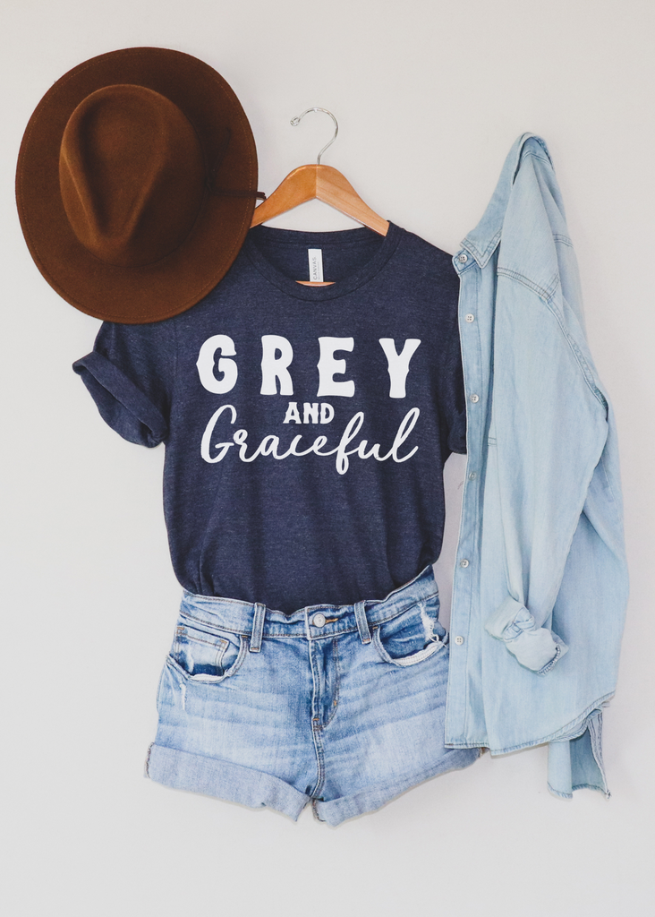 Grey & Graceful Short Sleeve Tee Horse Color Shirt Printify Heather Navy XS 