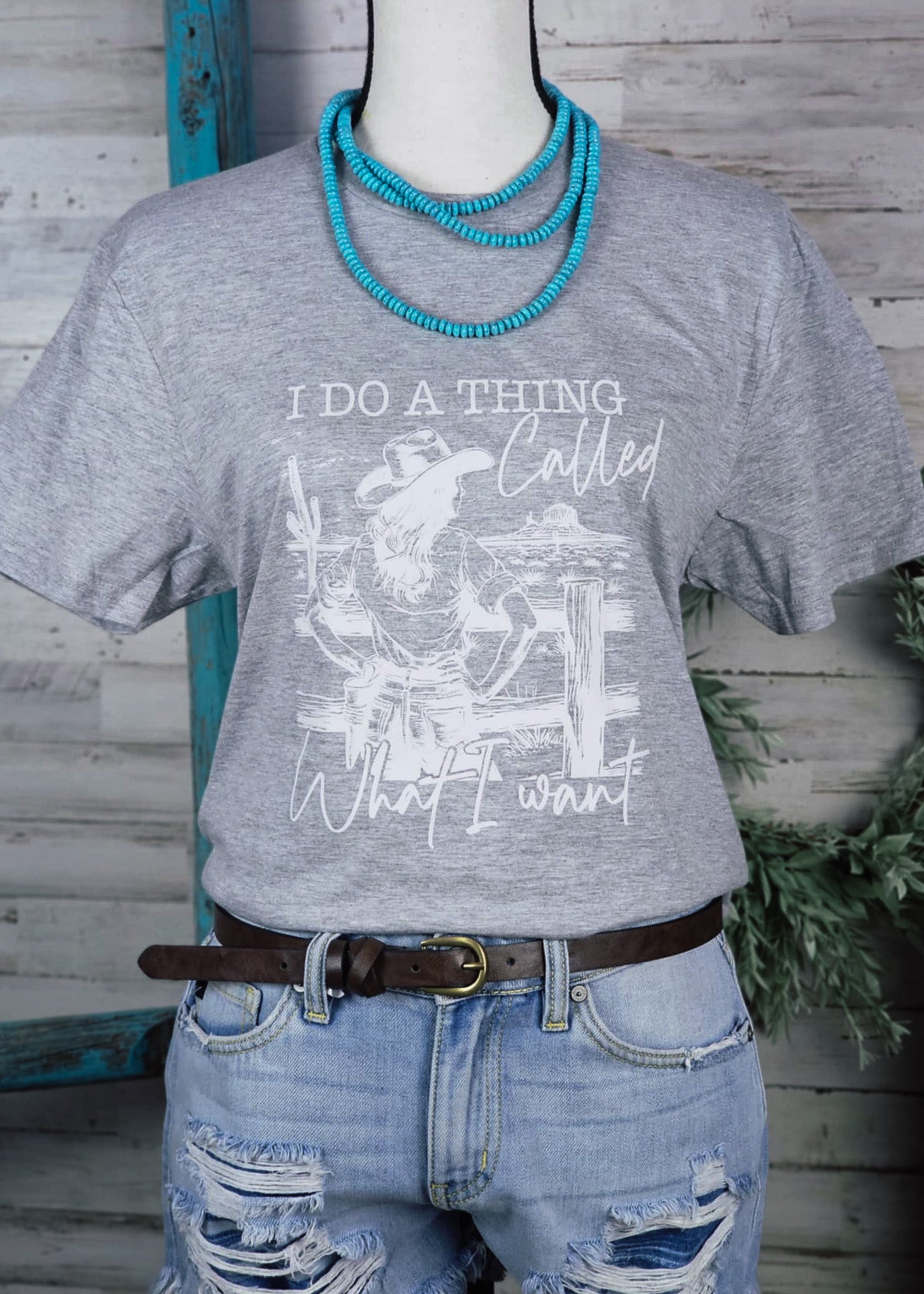 Heather Gray I Do What I Want Short Sleeve Graphic Tee tcc graphic tee The Cinchy Cowgirl