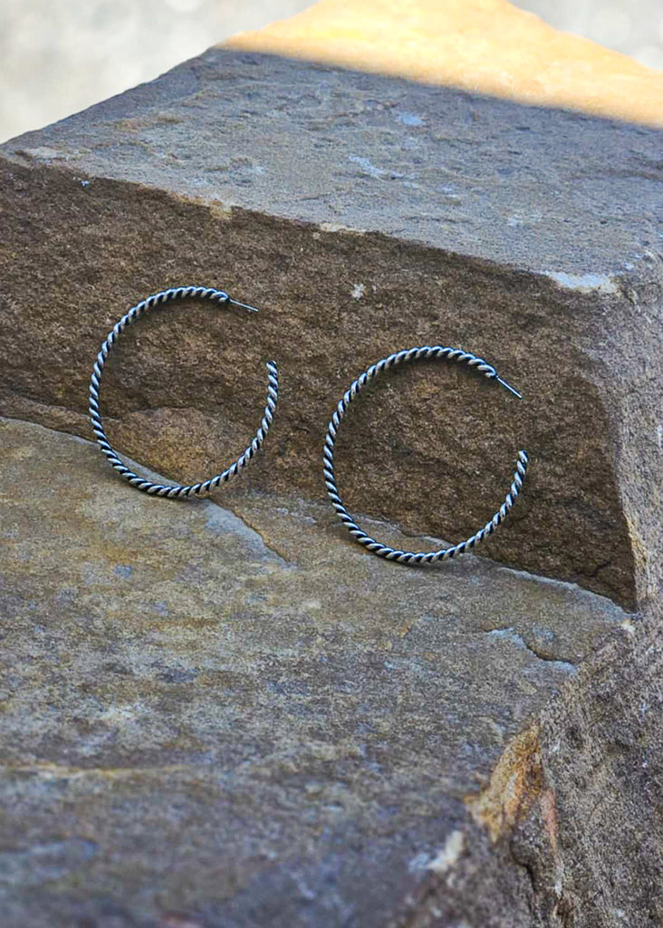 Rope Hoop Earrings Earrings Blue Tortoise