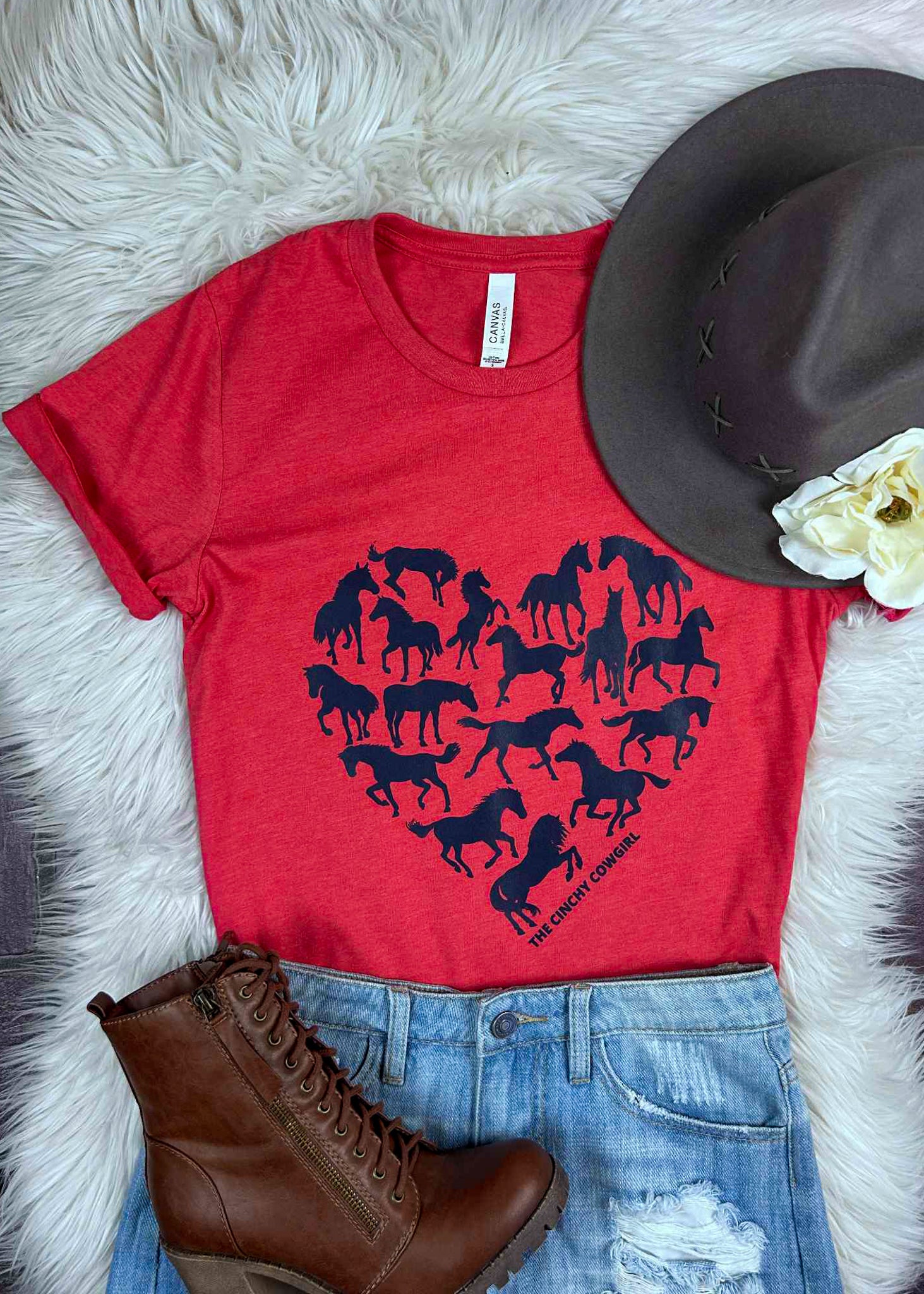 Horse Heart Short Sleeve Tee in Navy Ink tcc graphic tee The Cinchy Cowgirl