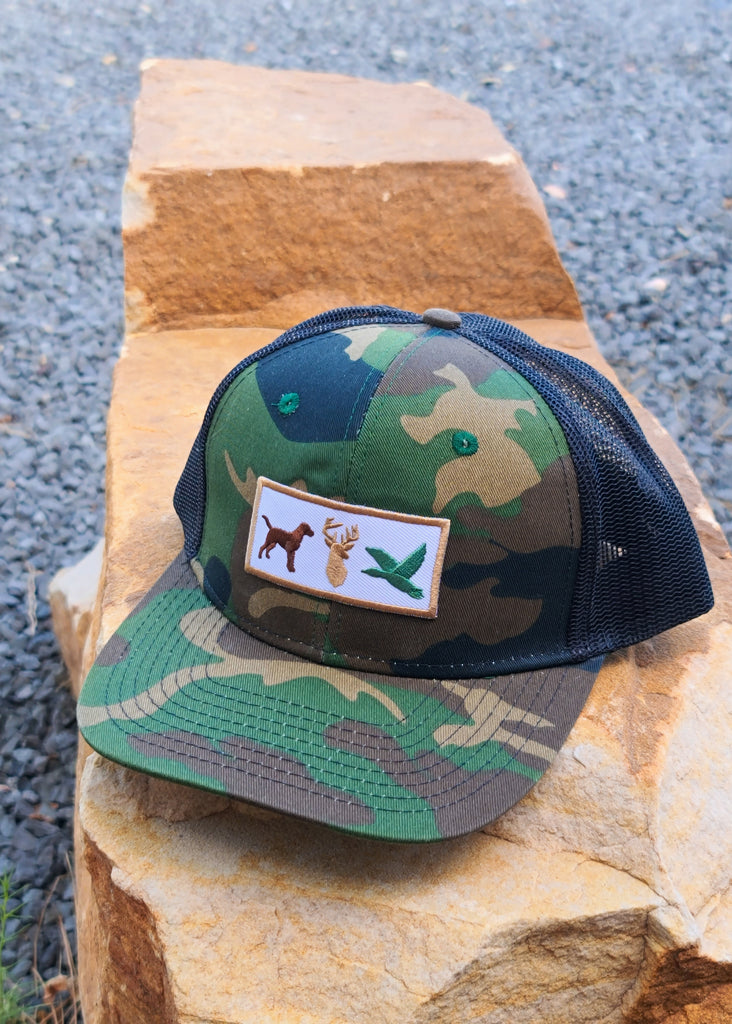 Camo Hunting Trio Patch Snapback Trucker Hat trucker cap The Cinchy Cowgirl