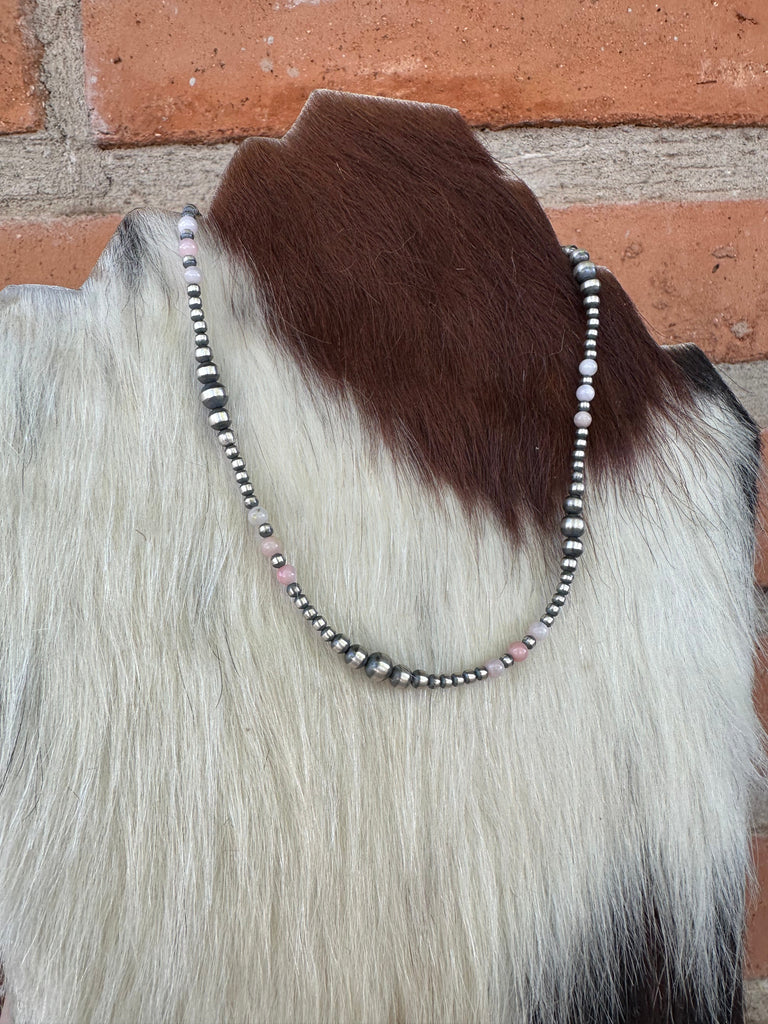 16" Pink Concho & Navajo Pearl Beaded Necklace NT jewelry Native American   