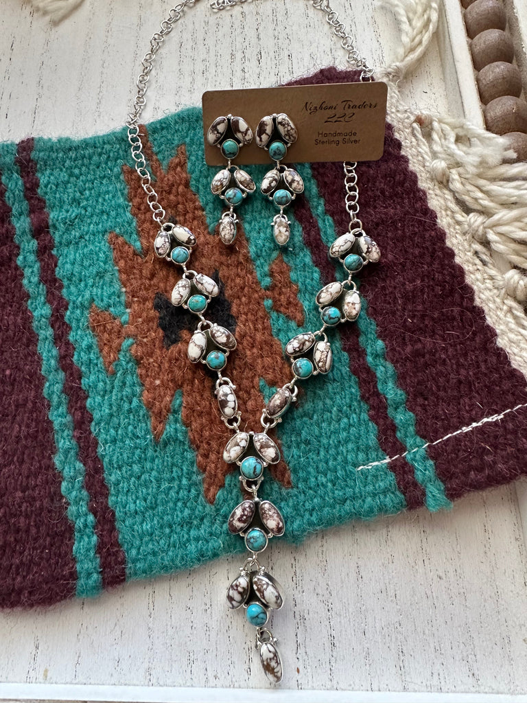 Handmade Sterling Silver, Wild Horse & Turquoise Necklace Earring Set Jewelry & Watches:Ethnic, Regional & Tribal:Necklaces & Pendants Nizhoni Traders LLC   