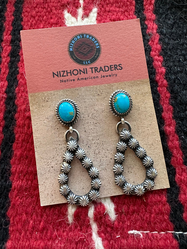 Turquoise Spirit Dangle Earrings NT jewelry Nizhoni Traders LLC   