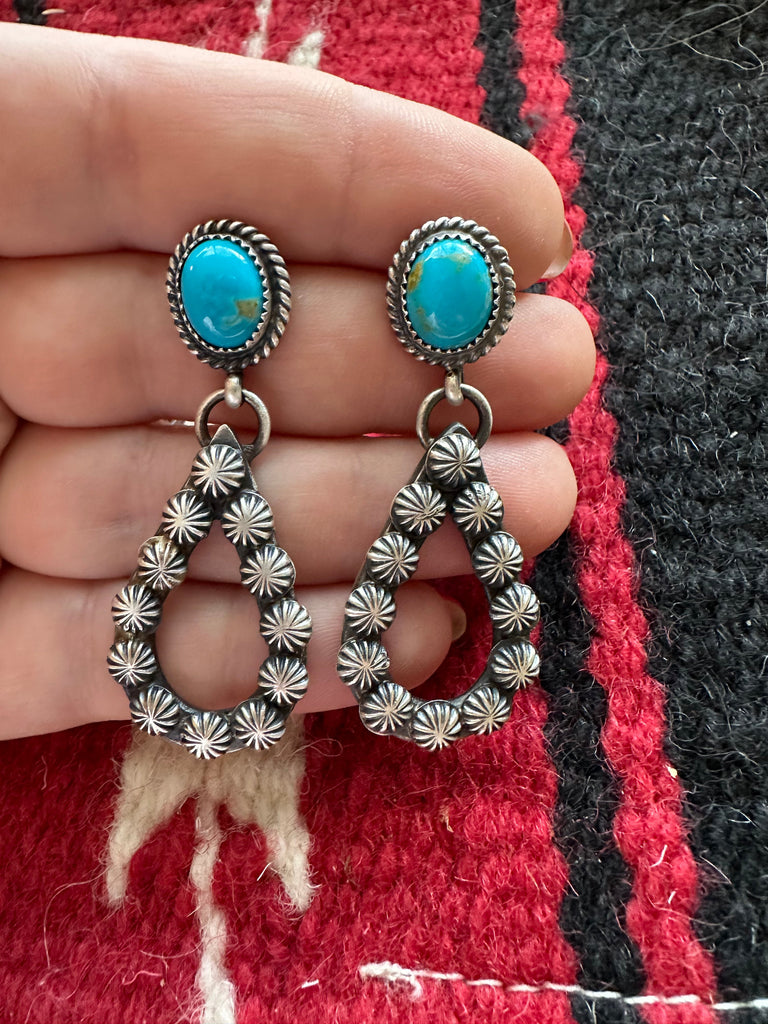 Turquoise Spirit Dangle Earrings NT jewelry Nizhoni Traders LLC   