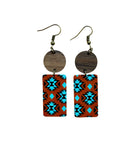 Rust and Turquoise Aztec Faux Leather Earrings Earrings Sassy Sage