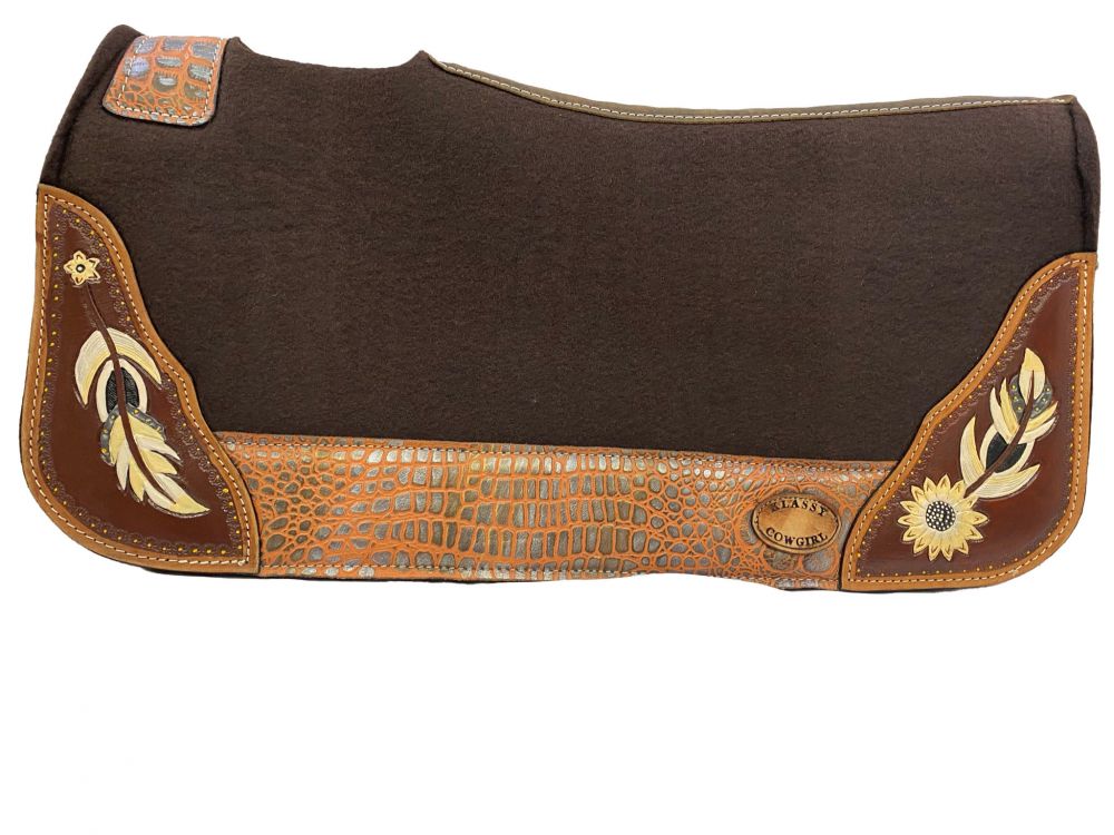 OUT OF STOCK Brown & Antique Feather Felt Saddle Pad western saddle pad Shiloh   