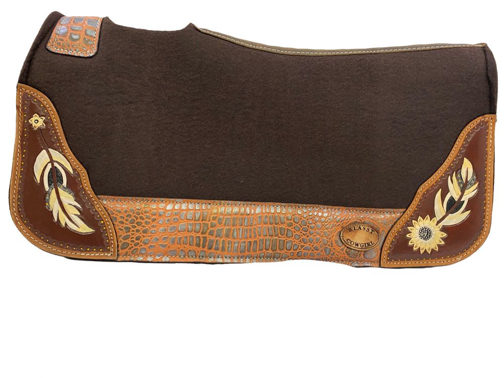 Brown & Antique Feather Felt Saddle Pad western saddle pad Shiloh   