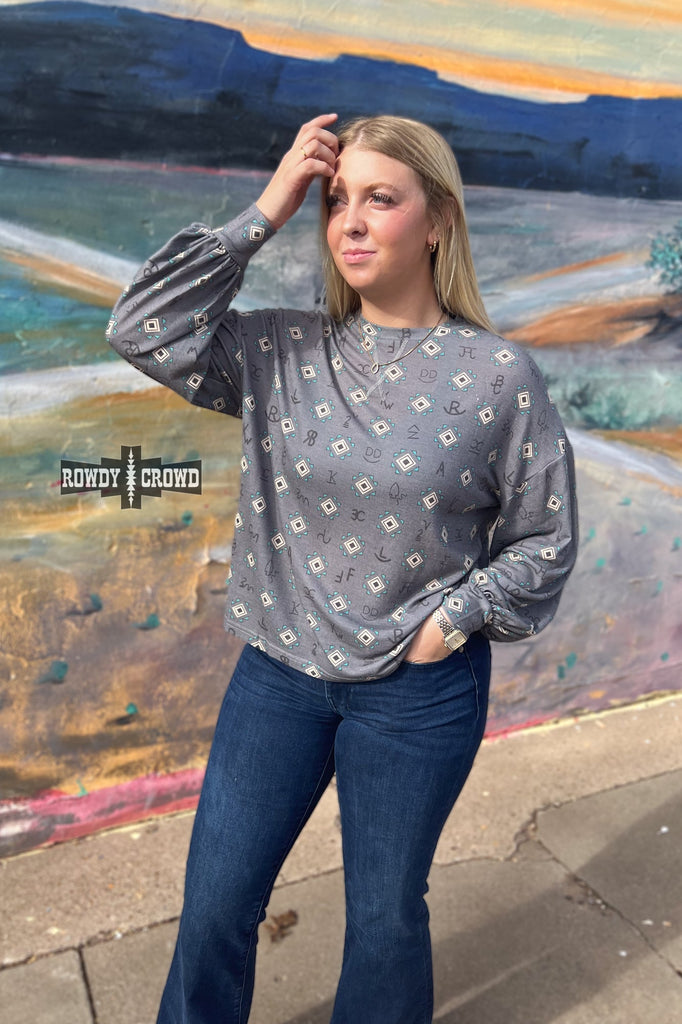Branding Aztec Long Sleeve Fashion Top Rowdy Crowd Clothing