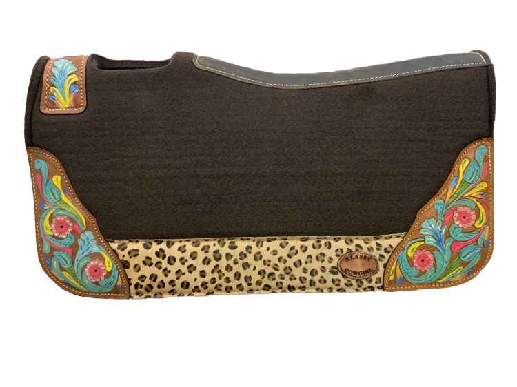 Cheetah & Floral Felt Saddle Pad western saddle pad Shiloh   