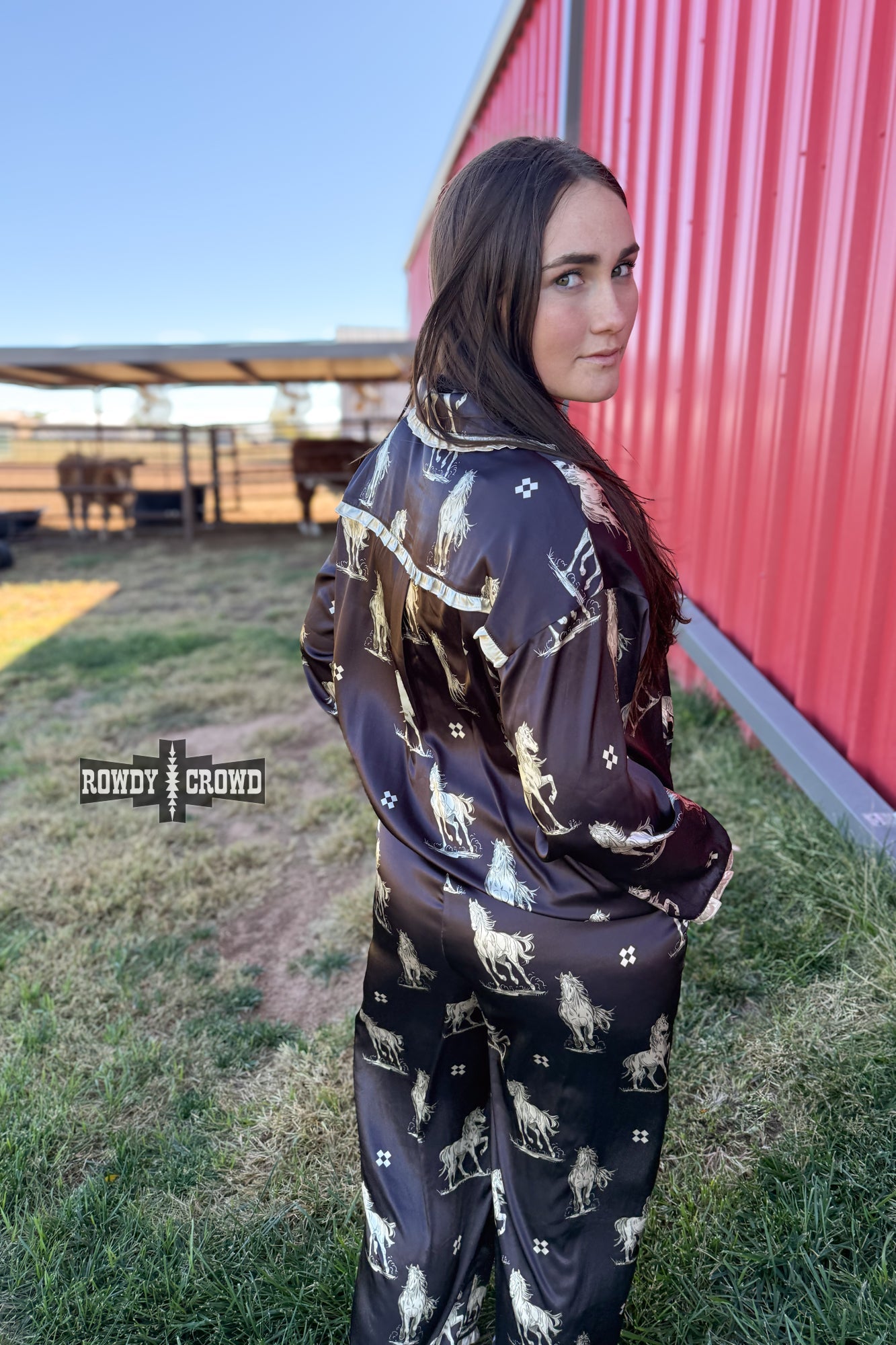 Black Betty Satin Sleep Set lounge set Rowdy Crowd Clothing