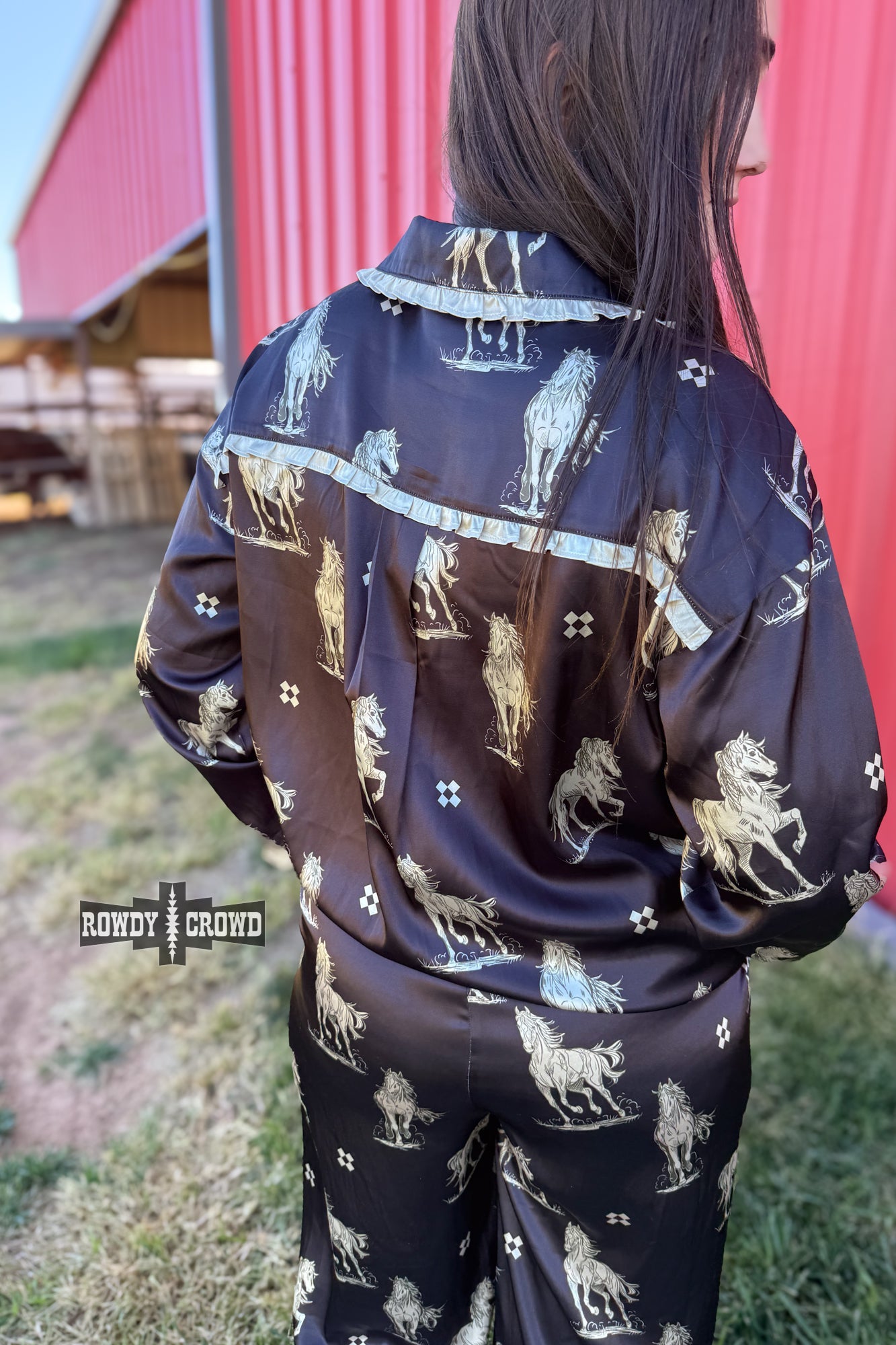 Black Betty Satin Sleep Set lounge set Rowdy Crowd Clothing