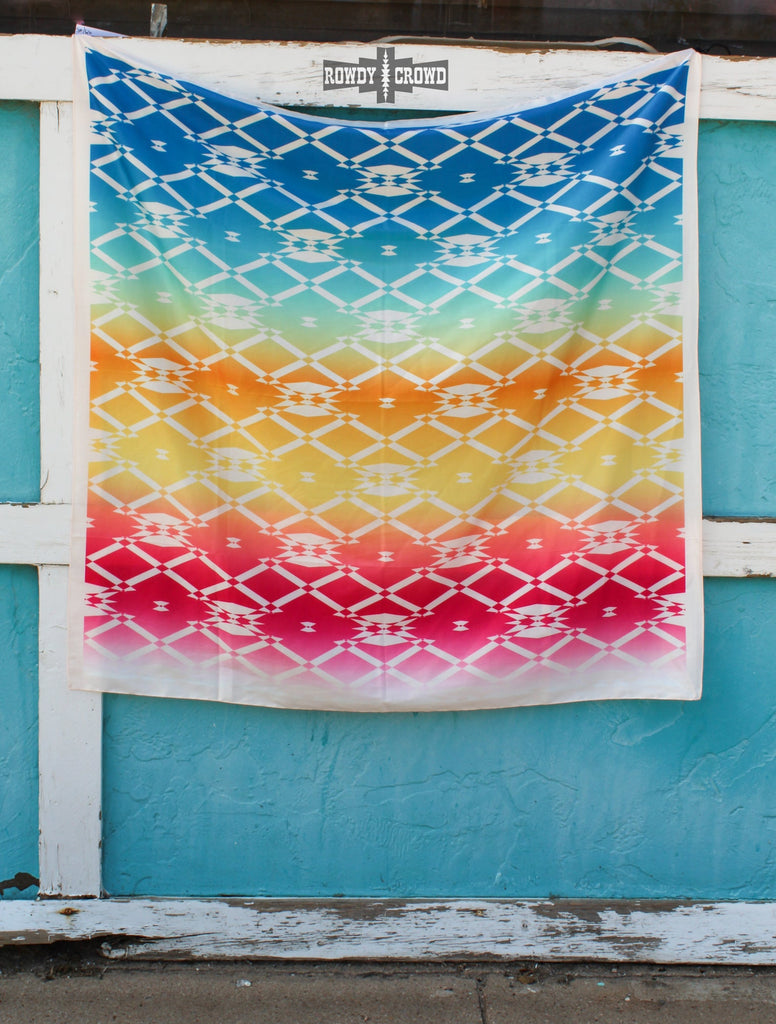 Aztec Rainbow Wild Rag/ Scarf Wild Rag Rowdy Crowd Clothing   