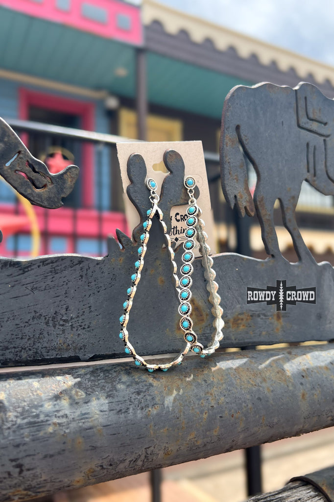 Turquoise West Hoops Earrings Rowdy Crowd Clothing