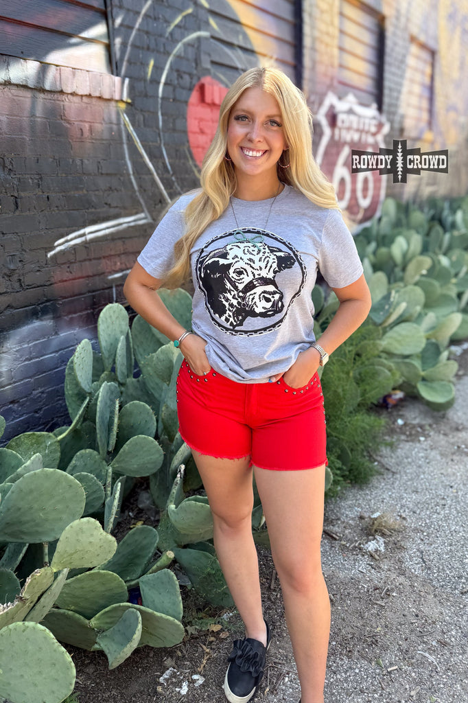 Happy Hereford Tee- GREY Graphic Tee Rowdy Crowd Clothing