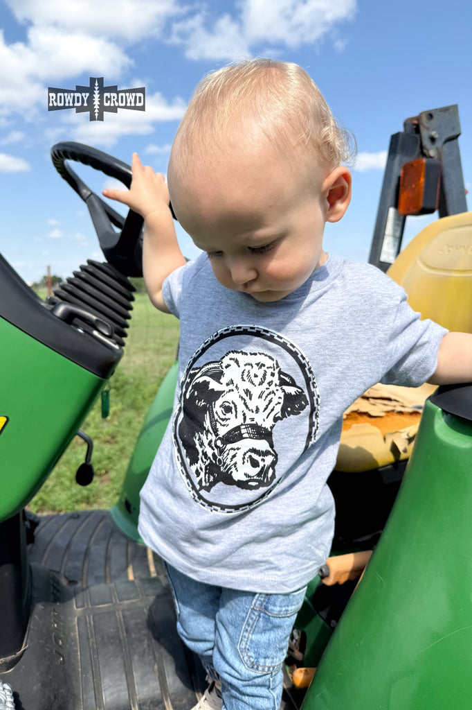 KIDS Happy Hereford Tee- GREY Graphic Tee Rowdy Crowd Clothing