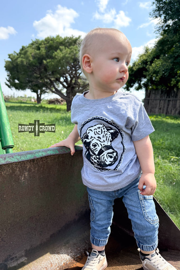 KIDS Happy Hereford Tee- GREY Graphic Tee Rowdy Crowd Clothing