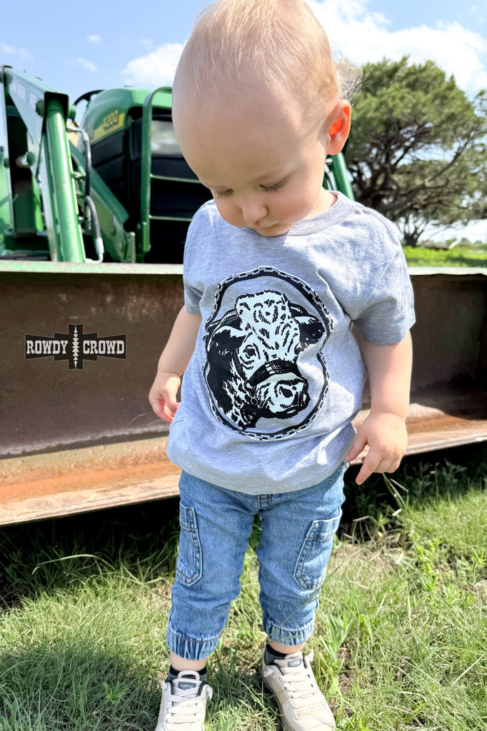 KIDS Happy Hereford Tee- GREY Graphic Tee Rowdy Crowd Clothing