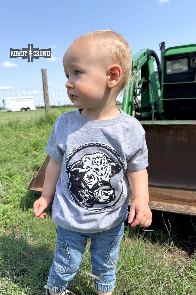 KIDS Happy Hereford Tee- GREY Graphic Tee Rowdy Crowd Clothing