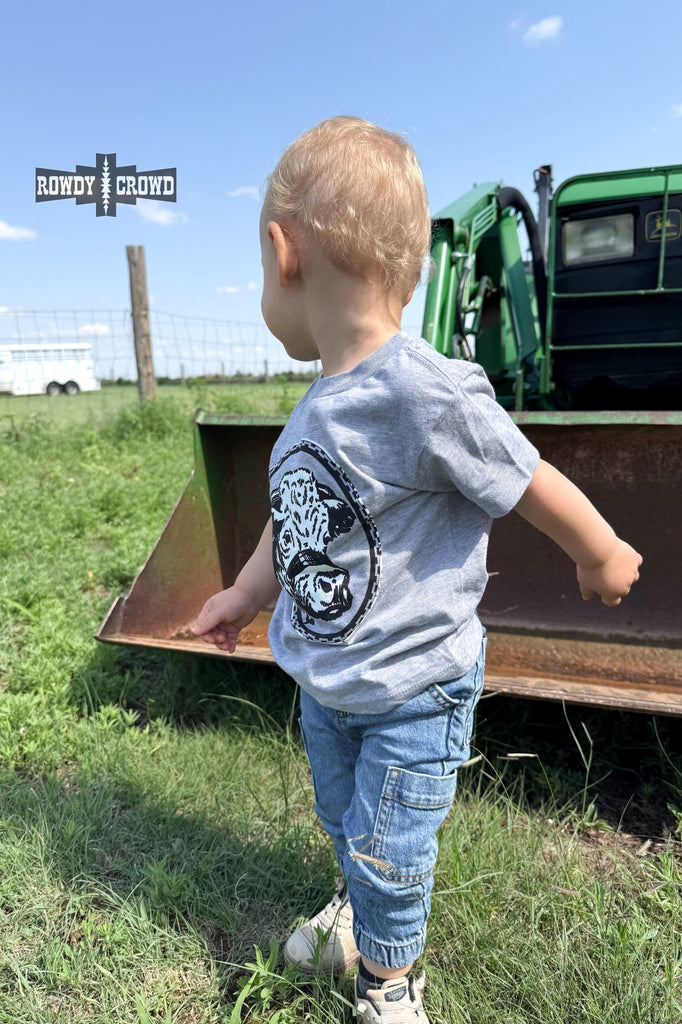 KIDS Happy Hereford Tee- GREY Graphic Tee Rowdy Crowd Clothing