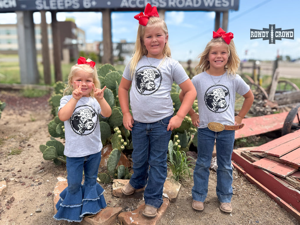 KIDS Happy Hereford Tee- GREY Graphic Tee Rowdy Crowd Clothing