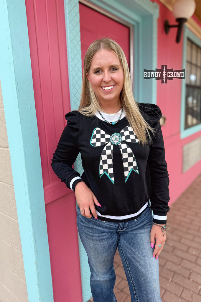 Buffalo Bow Top Long Sleeve Top Rowdy Crowd Clothing
