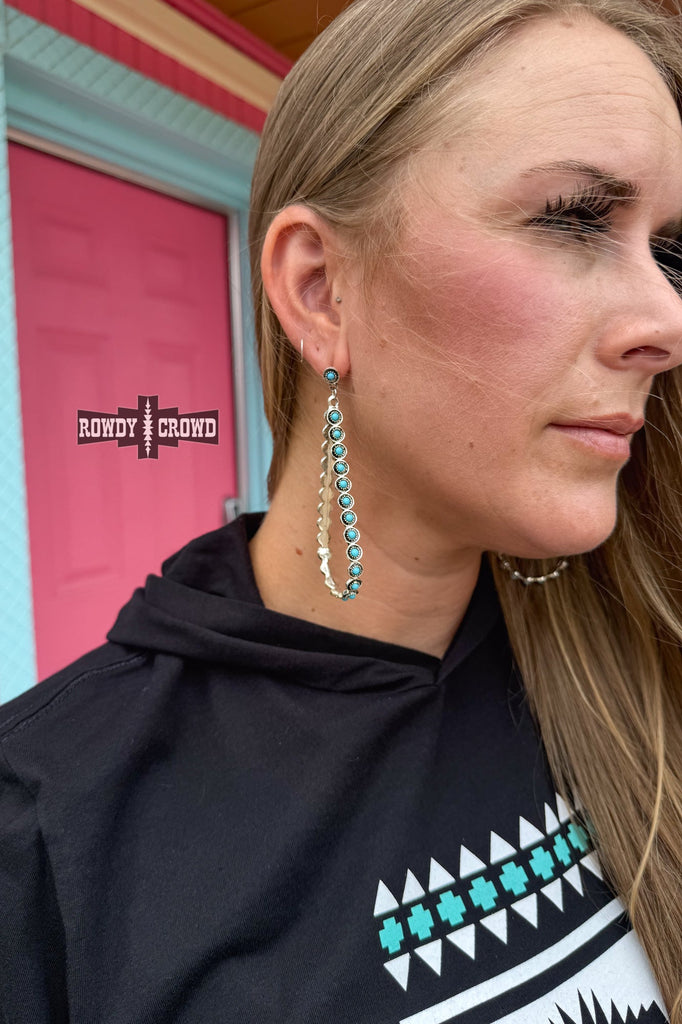 Turquoise West Hoops Earrings Rowdy Crowd Clothing