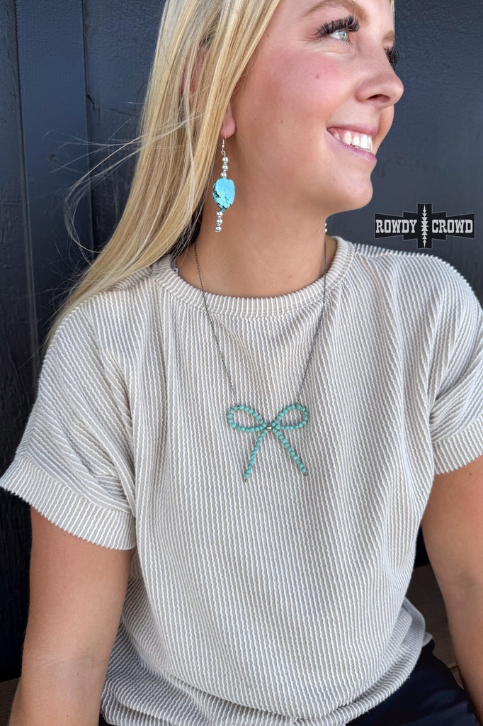 Blue Bow Necklace Necklace Rowdy Crowd Clothing