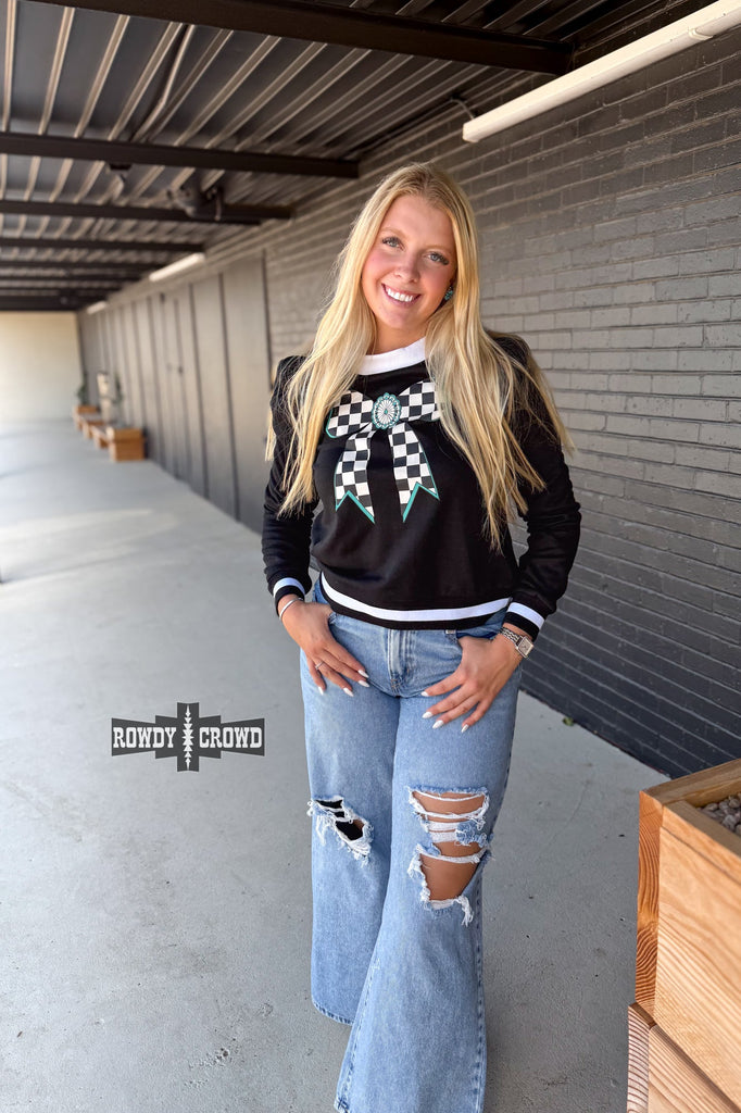 Buffalo Bow Top Long Sleeve Top Rowdy Crowd Clothing
