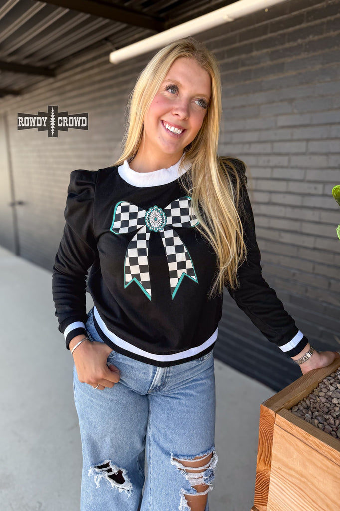 Buffalo Bow Top Long Sleeve Top Rowdy Crowd Clothing
