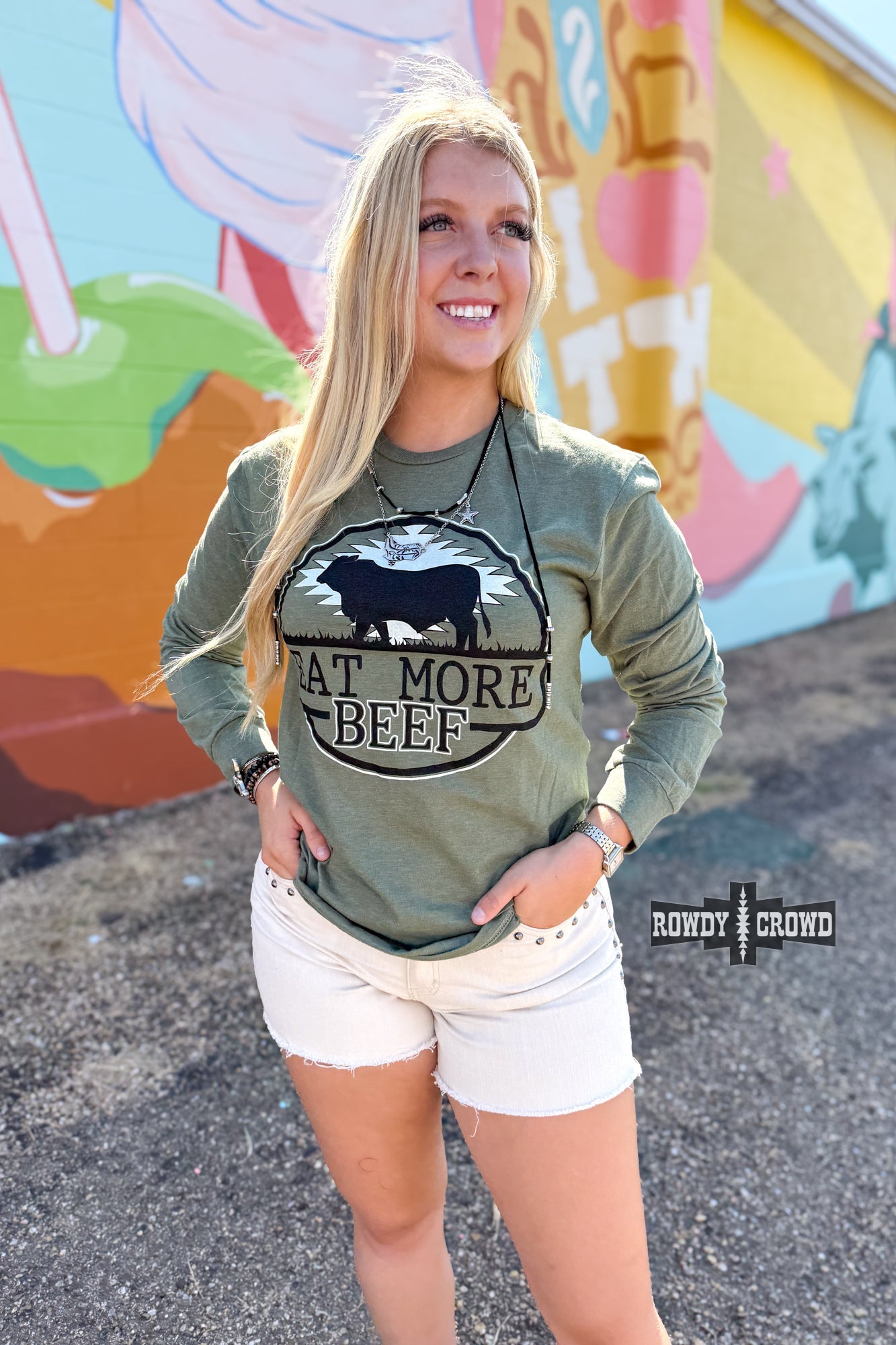 Eat More Beef Long Sleeve Tee Graphic Tee Rowdy Crowd Clothing