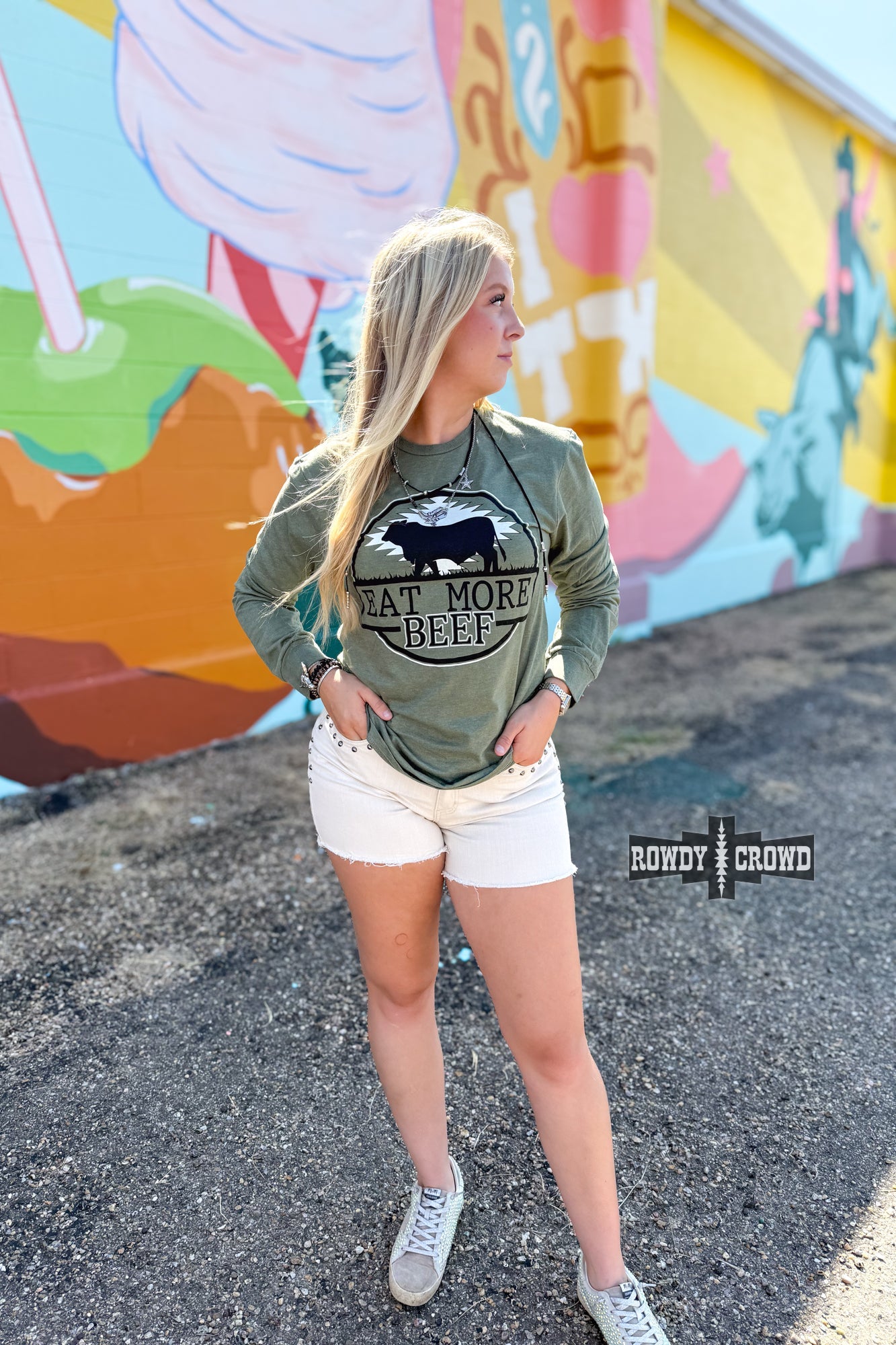 Eat More Beef Long Sleeve Tee Graphic Tee Rowdy Crowd Clothing