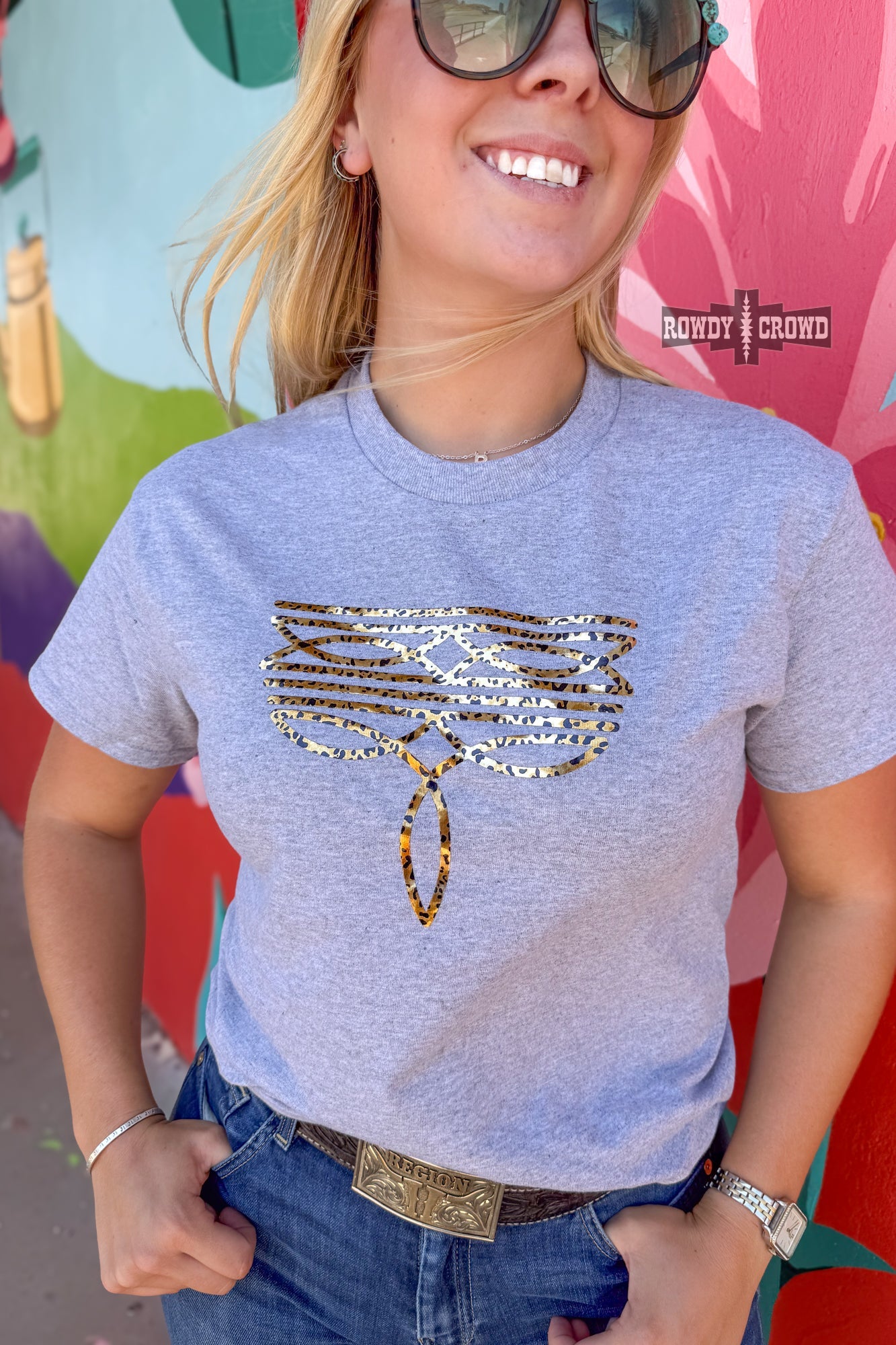 Leopard Boot Stitch Tee Graphic Tee Rowdy Crowd Clothing