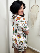 White Turquoise Stone Silky Shorts Pajamas silky pajamas - shorts The Cinchy Cowgirl (YC)