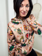 Tan Turquoise Stone Hoodie Women's Pullover Hoodie With Drawstring The Cinchy Cowgirl (YC)