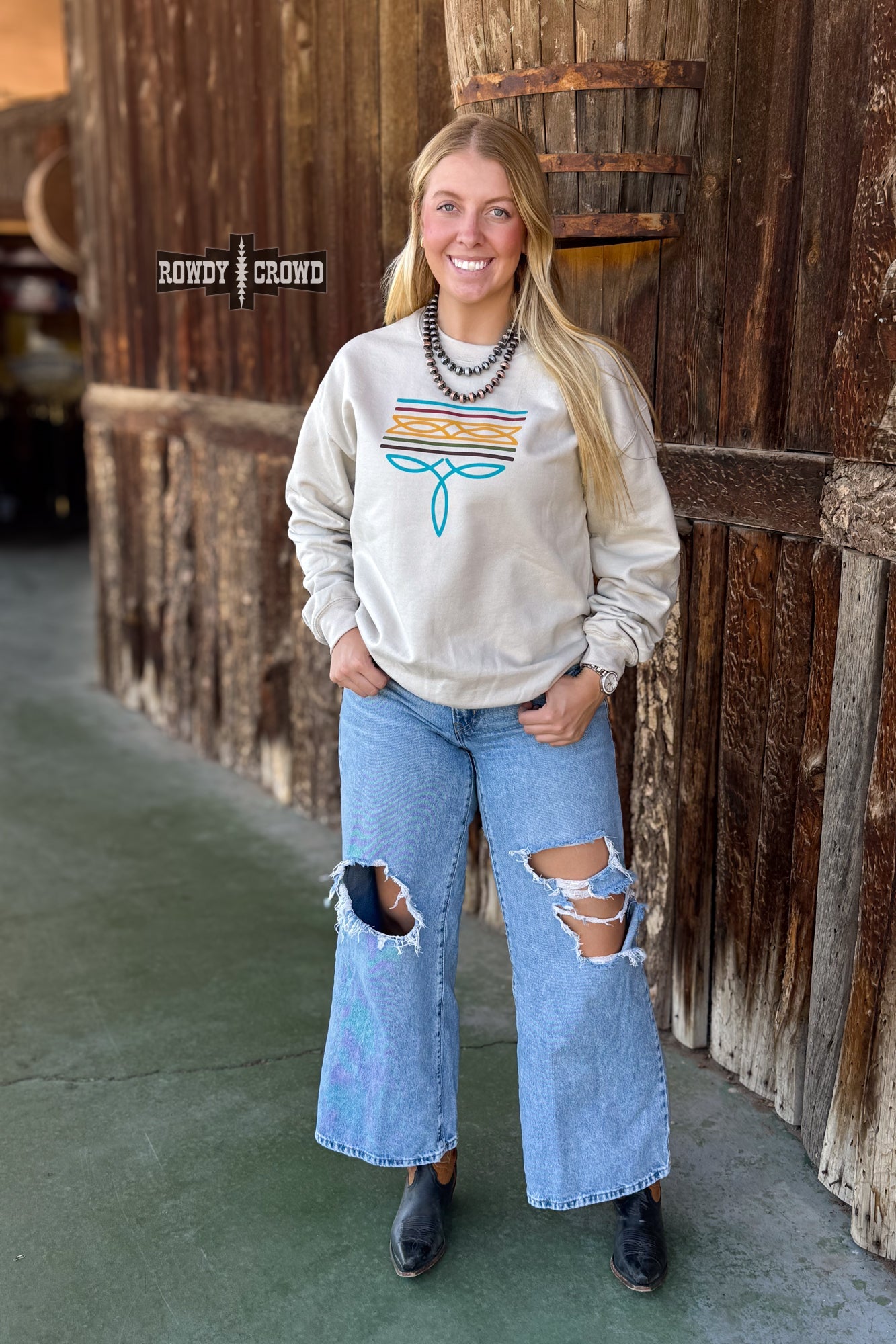 Bonfire Boot Stitch Sweater sweater Rowdy Crowd Clothing