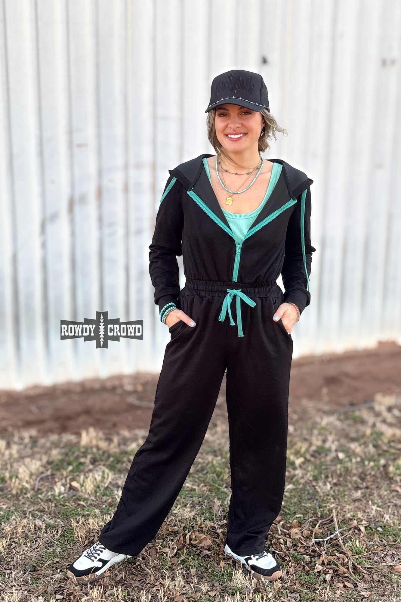 Turquoise Nights Jumpsuit jumpsuit Rowdy Crowd Clothing